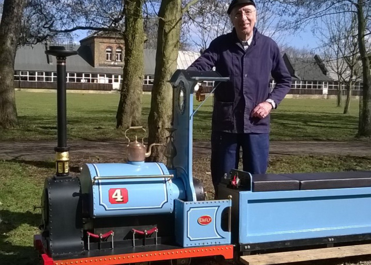 The miniature railway, assembled from reclaimed and recycled materials